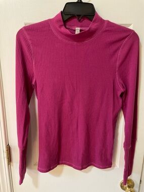 Free People Intimately Fuchsia Pink Ribbed Mock Neck Top XS